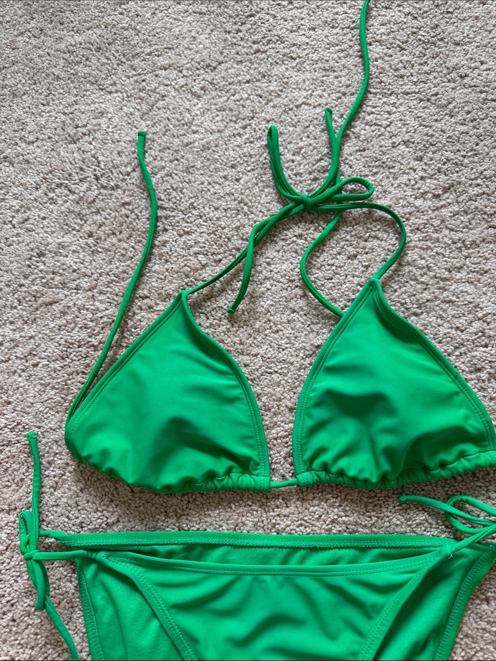 Green Triangle String Bikini Set - Picture 2 of 7